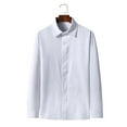 thumbnail image 2 of DPTALR Men Casual Buttons Slim Fit Turndown Solid Long Sleeve Blouse Shirt, 2 of 5