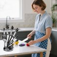 thumbnail image 4 of MDHAND 9-Piece Black Gradient Handle Knife Set, 5 Stainless Steel Knives with Block, Sharpening Rod, Scissors and Peeler, for Home Kitchen, 4 of 8
