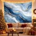 thumbnail image 3 of Flowing Blue and Gold Marble Texture on Cream Background, Serene Abstract for Art Lovers, Swirling Stone Decor, Housewarming Gift, Tapestry Wall Hanging for Bedroom and Living Room, 3 of 7