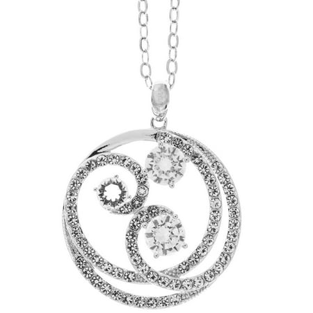 18K White Gold Plated Necklace with Entangled Swirl Design with a 16 Extendable Chain and High Quality Crystals by Matashi