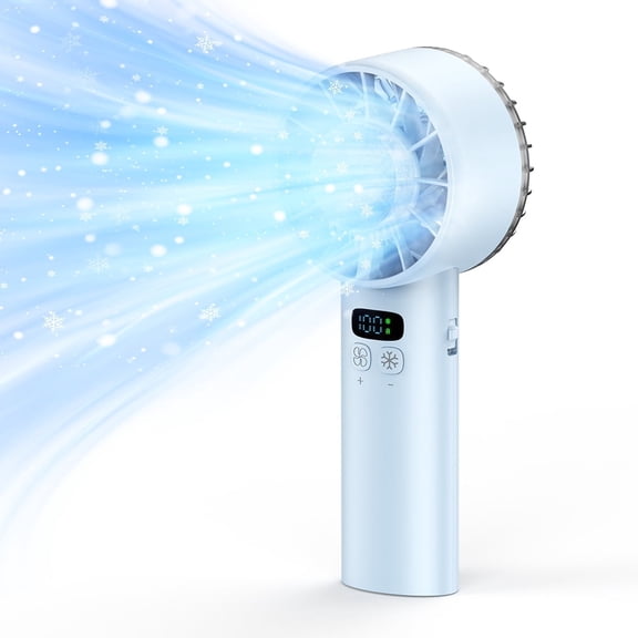 Portable Handheld Fan with Ice Cooling 5200mAh Handheld Turbo Fan, High Speed 15000 RPM Powerful Cooling Ice HandFan, Mini Fans Speed(1-100), Personal Air Conditioner Fan for Travel, Outdoor(Blue)