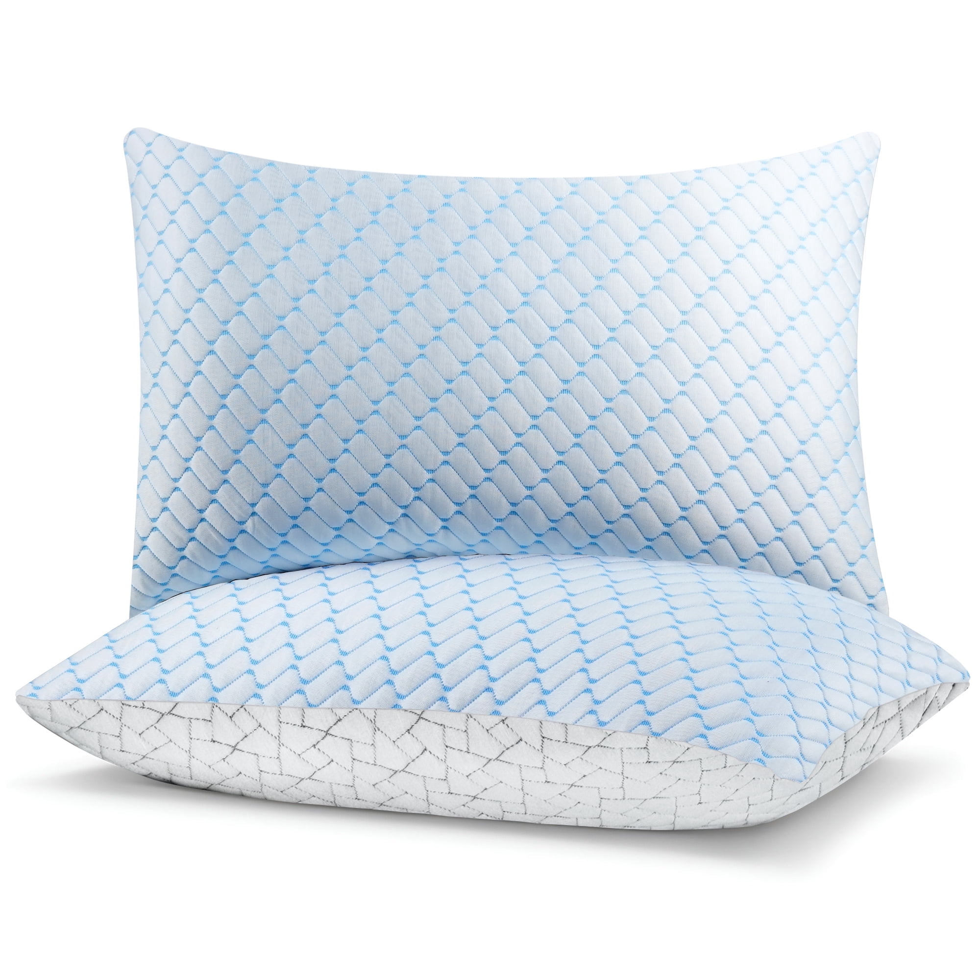 PYPUMSA Shredded Memory Foam Pillows Standard Size Set of 2, Regulating Reversible Cooling Pillow Bed Pillow for Bed, Adjustable Loft Bed Firm or Soft Pillows for Side, Back, Stomach, Hot Sleepers