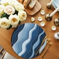 thumbnail image 2 of Abstract Blue Moire Round 13 Inch Placemats Set of 4, Gradient Coastal Ocean Geometric Waves HeatResistant Non Slip Place Mats for Dining Table, Wipeable Braided Kitchen Table Mats for Housewarming, 2 of 9