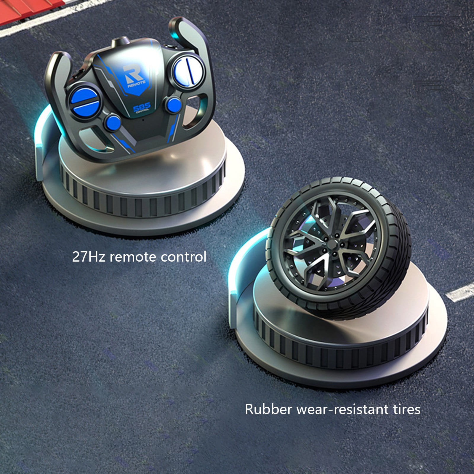 Lekihaqq 1 Packs 2.4GHz RC Drift Car High Speed Stunt Vehicle Rechargeable All Terrain Drifting Toy with LED Lights Remote Control Off Road Racing Car for Adults
