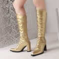 thumbnail image 2 of Ketyyh-chn99 Boots for Women Fashion Knee High Round Toe High Heel Platform Boots Gold,40, 2 of 5