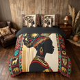 thumbnail image 3 of Manfei African Tribal Aztec King Bedding, Black Girl King Bed in a Bag, Black Red Teal Gold, Black Reversible 7 Pieces, 3 of 6