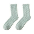thumbnail image 4 of Womens Mens Socks LSQii Casual Soft Warm Thickened Solid Color Crew Socks Cute Comfy Fluffy Mid Tube Stockings Multiple Colors Available Green, 4 of 4