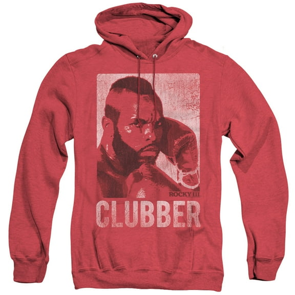 Rocky Iii Clubber Lang Adult Heather Hoodie Sweatshirt Red