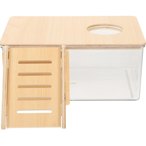 MIPCASE Clear Hamster Sand Bath Box Beige Acrylic and Wood for Pet Health
