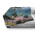 thumbnail image 3 of Central America Soft Flannel Fleece Throw Blanket, Underwater and Above View with a Beach and a Coral Reef with Exotic Fish, Cozy Plush for Indoor and Outdoor Use, 50" x 60", Multicolor, by Ambesonne, 3 of 6