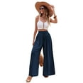 thumbnail image 3 of SWQZVT Womens Pants Wide Leg Dress Pants Summer Casual Pants for Women's Loose Louge Blue Palazzo Pants for Women High Waisted Pants M, 3 of 10