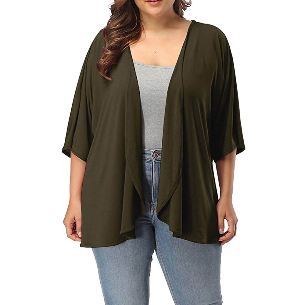 TKing Fashion Womens Cardigan Plus Size Summer Casual Open Front Half