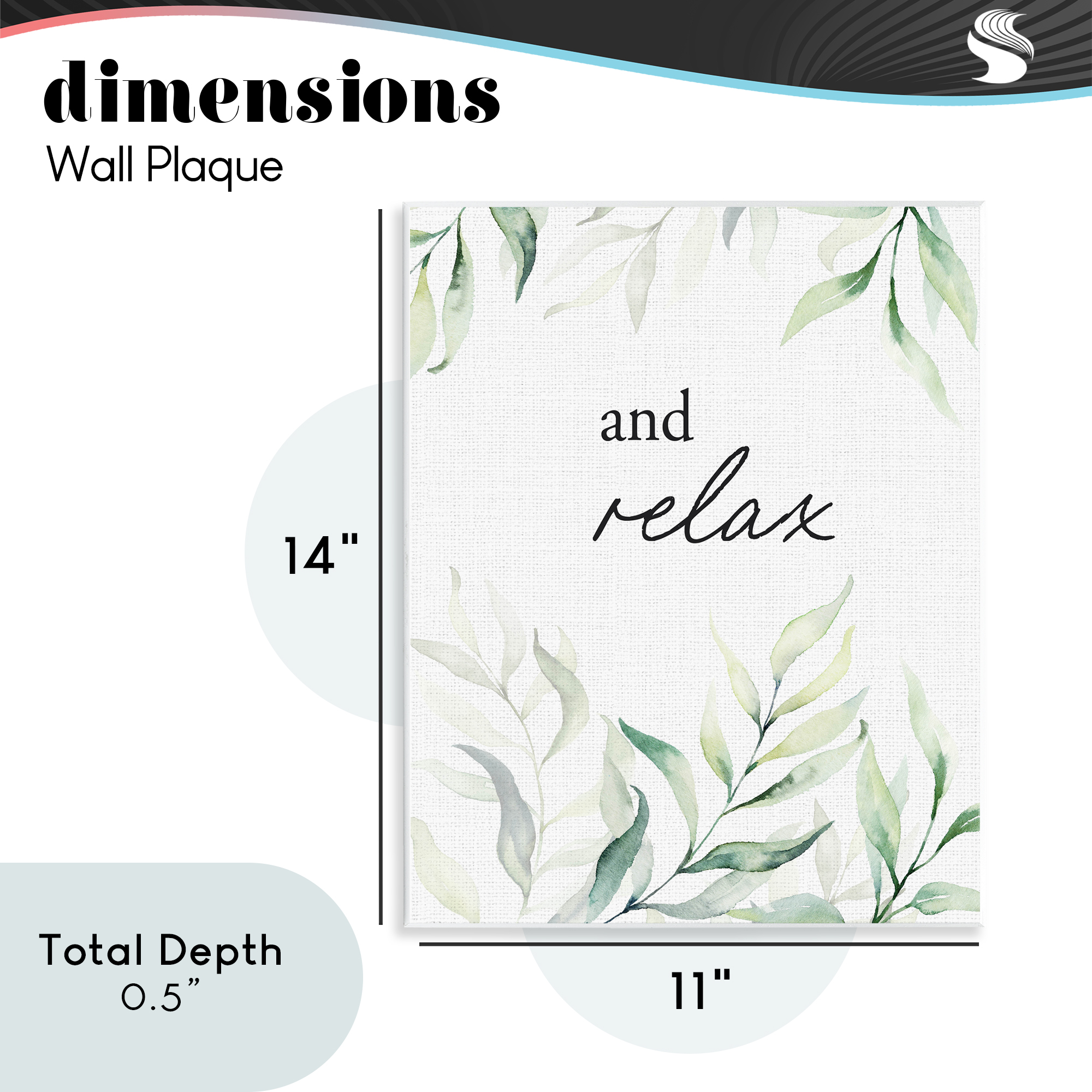 And Relax Soothing Greenery Wall Plaque Art, design by Lettered and Lined
