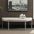 thumbnail image 2 of Bedroom Bench "Coastal Button Tufted Light Beige Upholstered Bench with Weathered Gray Legs ",Bedroom Stool, 2 of 6