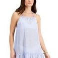 thumbnail image 2 of Juniors' High-Neck Tiered Cover-Up Dress Blue/White XL, 2 of 4