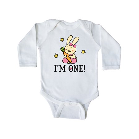 

Inktastic 1st Birthday Bunny 1 Year Old Girl Gift Baby Girl Long Sleeve Bodysuit