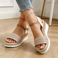 thumbnail image 6 of EliteGoogv Womens Sandals Platform Wedge Sandals For Women Summer Casual Walking Shoes Comfortable Heeled Sandals Travel Beach Vacation Shoes US: 8.5 Rose Gold, 6 of 8