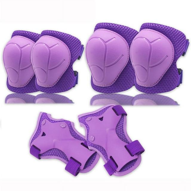 Conjunto de seis piezas de equipo de protección para patinaje sobre ruedas para niños, casco deportivo, equipo de protección para patineta, rodilleras y coderas.