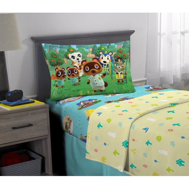 Animal Crossing Kids Super Soft Microfiber Bedding Sheet Set, Yellow