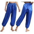 thumbnail image 6 of SiiRoh Women's Indian Belly Dance Satin Harem Pants Loose Solid Color Hippie Trousers Pantalons Royal Blue S, 6 of 7