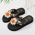 thumbnail image 5 of Flip Flops for Women with Arch Support Bohemia Flower Beach Vacation Thong Sandals Lightweight Platform Slides Black Size 8.5, 5 of 7