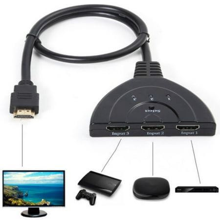 3-Port HDMI Splitter Switch Cable 2ft 3 In 1 out Auto High Speed Switcher Splitter Support 3D,1080P For HDTV
