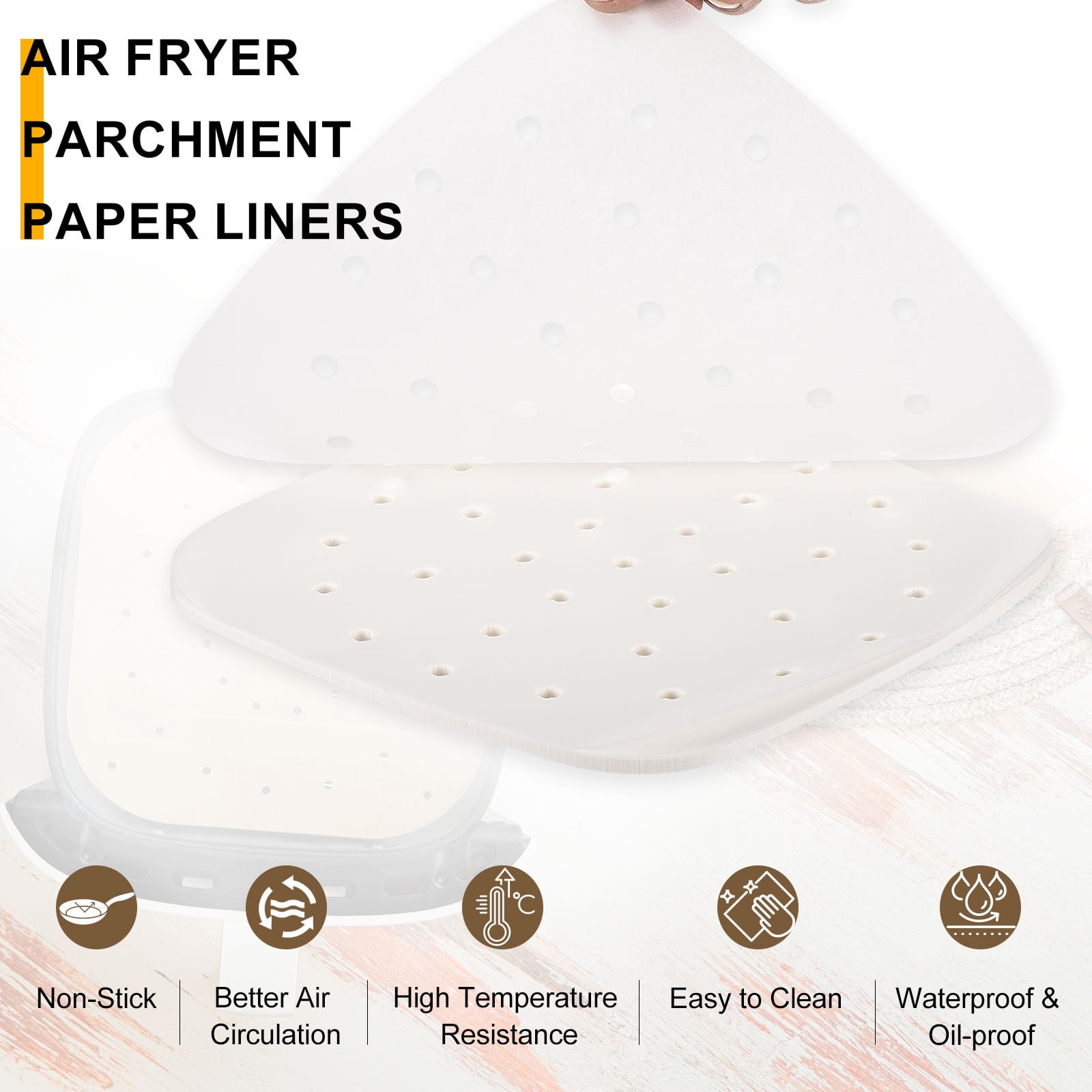 Uxcell 400pcs Air Fryer Liners 7 Inch Square Bamboo Steamer Liners with Holes Non-Stick Perforated Parchment Paper Sheets Disposable Steamer Paper for Air Fryers Steaming Basket, White