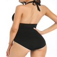 thumbnail image 3 of Women‘s Summer Swimsuit Jumpsuit  Solid Color V-Neck Ruched Triangle Bikini Slim Fit Beachwear, 3 of 7