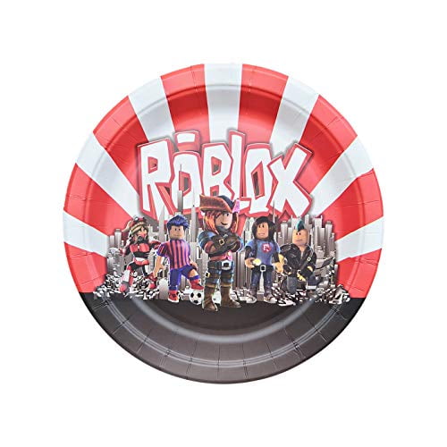 10PCS 7 Inches Disposable Tableware Set Plates for Sandbox Game for Roblox Video Party Supplies Decoration Birthday Party Decorations