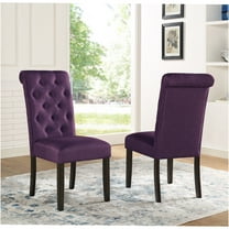 JERFIT Purple Velvet Dining Chairs Set of 2, Upholstered High Back Kitchen Side Chairs with Button Tufted Back and Solid Wood Legs for Dining Room Decor