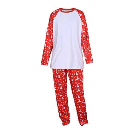

NEGJ Xmas Women Mom Christmas Pajamas Long Sleeve Cute Cartoon Patchwork Blouse Tops Pajamas PJ s Print