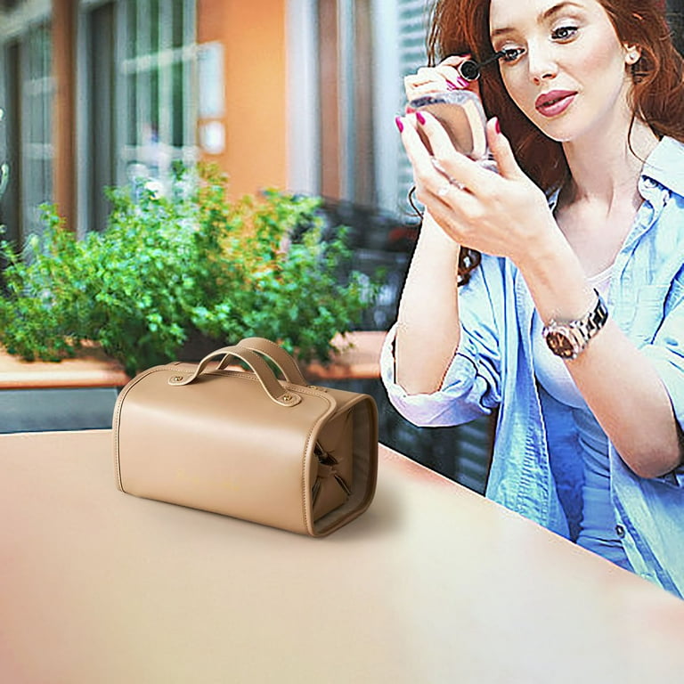 Roll Up Makeup Bag,Travel Toiletry Bag for Women with Clear