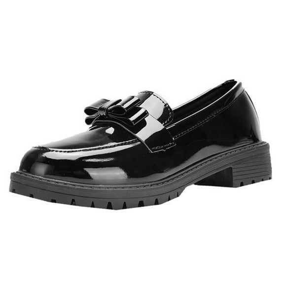 YLYL Women's Patent Leather Loafers Bow Fashion Comfort Slip-on Business Office Oxfords Shoes