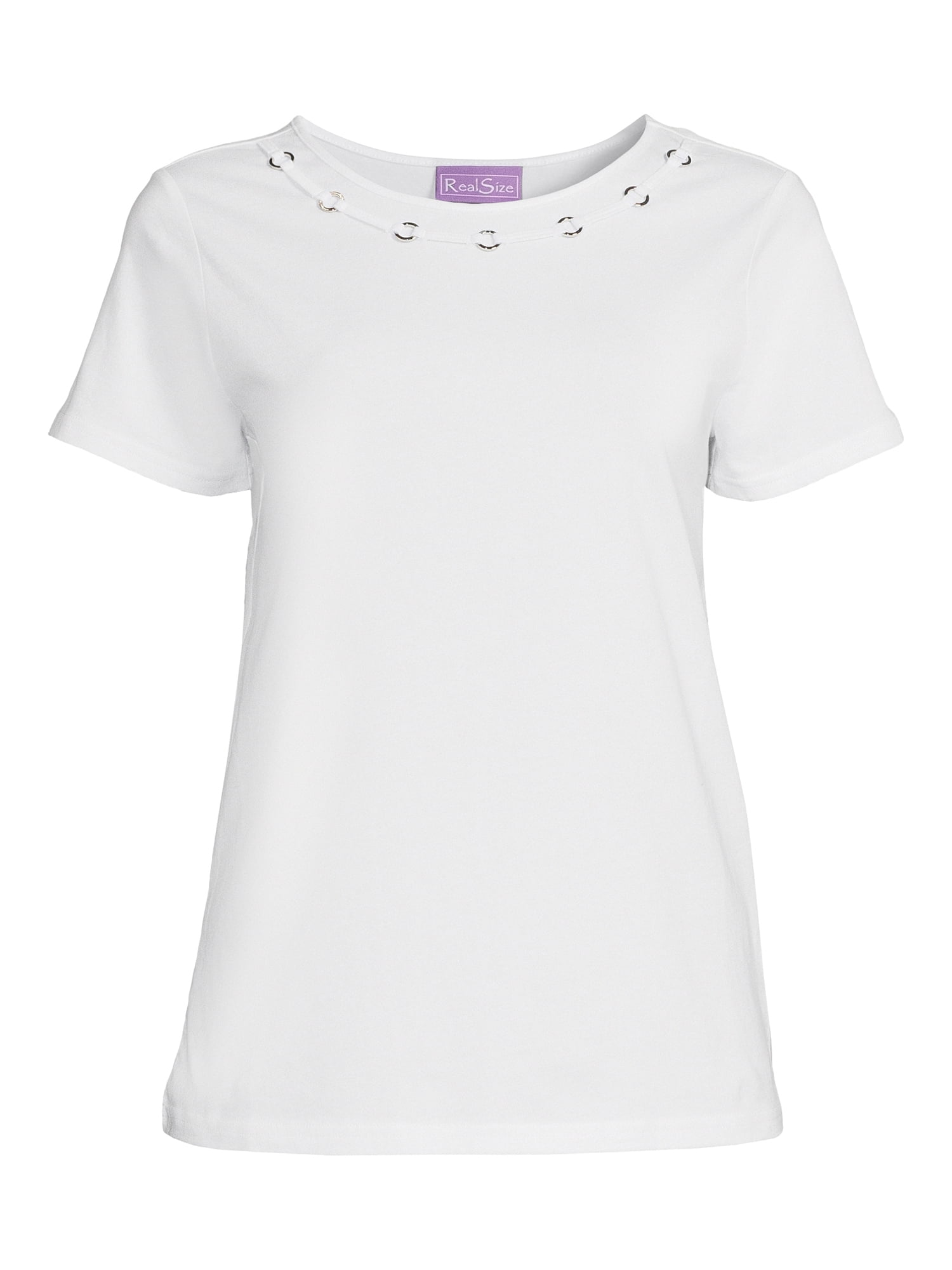 RealSize Women's Embellished Crewneck Tee with Short Sleeves, Sizes XS-3XL