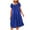 Blue, variant on Diufon Women's Nightgowns Plus Size Loose Lace V Neck Short Sleeve Nightdress Summer Pleated Sleep Dress
