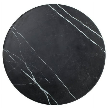 American Metalcraft MB21 21 1/2  x 1 1/8  Round Melamine Serving Board - Faux Black Marble