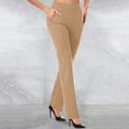 thumbnail image 2 of WCMZJ Dress Pants for Women Comfort Stretch Slim Fit Leg Skinny High Waist Pull on Pants with Pockets for Work Khaki M, 2 of 4