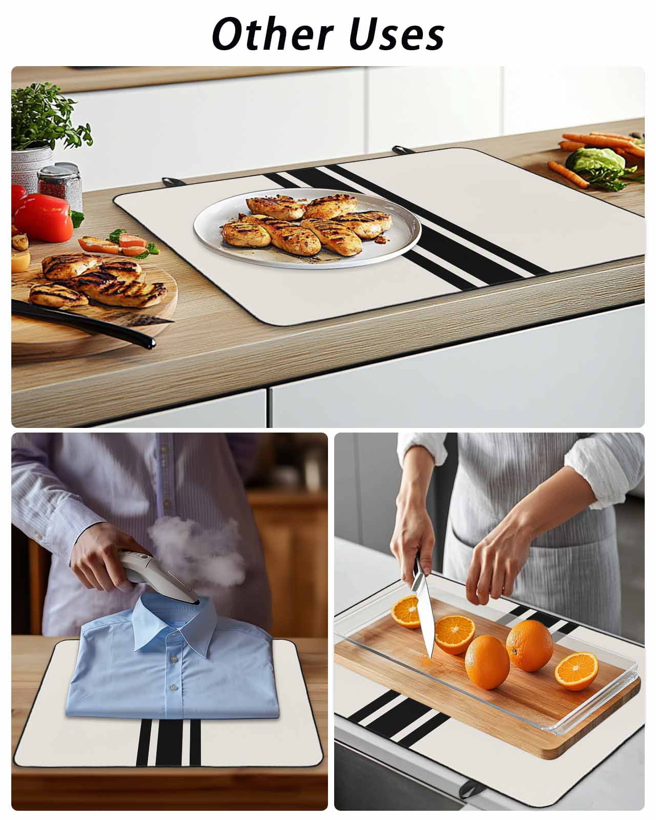 Stove Top Covers for Electric Stove, Black Geometric Stripe, Glass Stovetop Cover Protector, Abstract Farmhouse Style Induction Cooktop Protector Oven Mat for Kitchen Countertop 24"x21"