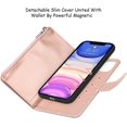 thumbnail image 4 of Wallet Case Compatible with iPhone 11 Detachable 2 in 1 Magnetic Zipper Case,[6 Card Slots] [Wrist Strap] [Stand Feature] Luxury Leather Slim Cover Case for iPhone 11,6.1 inch Rosegold, 4 of 15
