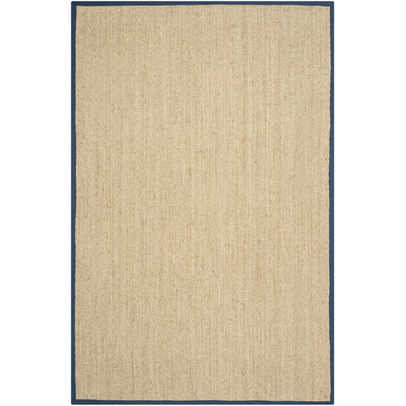 SAFAVIEH Natural Fiber Maisy Solid Area Rug, Natural/Navy Blue, 6' x 9'