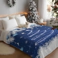 thumbnail image 3 of Navy Blue Christmas Flannel Blanket for Bed,Travel and Camping, Shiny Star Tree Xmas Balls Snow Pine Leaf Super Soft Cozy Blanket for All Seasons 40"x60", 3 of 9