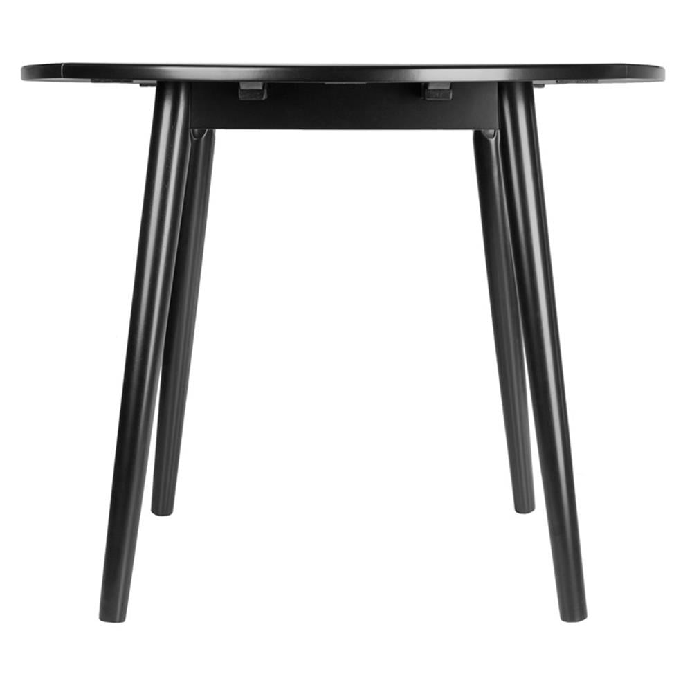 Winsome Moreno 36" Round Drop Leaf Transitional Solid Wood Dining Table in Black