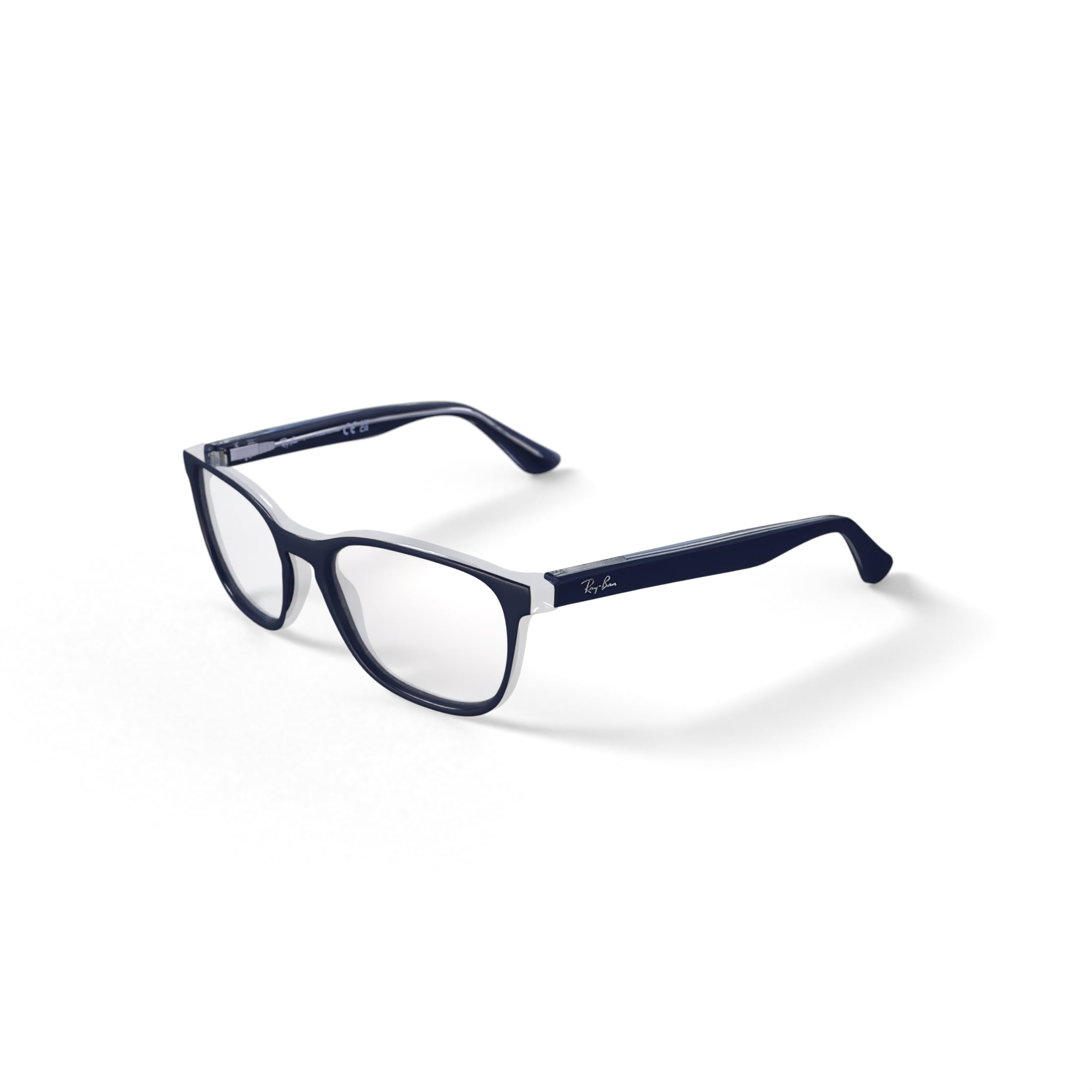Ray-Ban Youth Size 48 0RY1592 Prescription Eyeglasses with Case, Blue on Transparent/Demo Lens