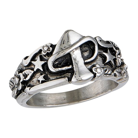 Guodhu Retro Vintage Mushroom Star Stainless Steel Gothic Biker Ring for Women Men Teen Gifts for Birthday Valentine's Day Holiday
