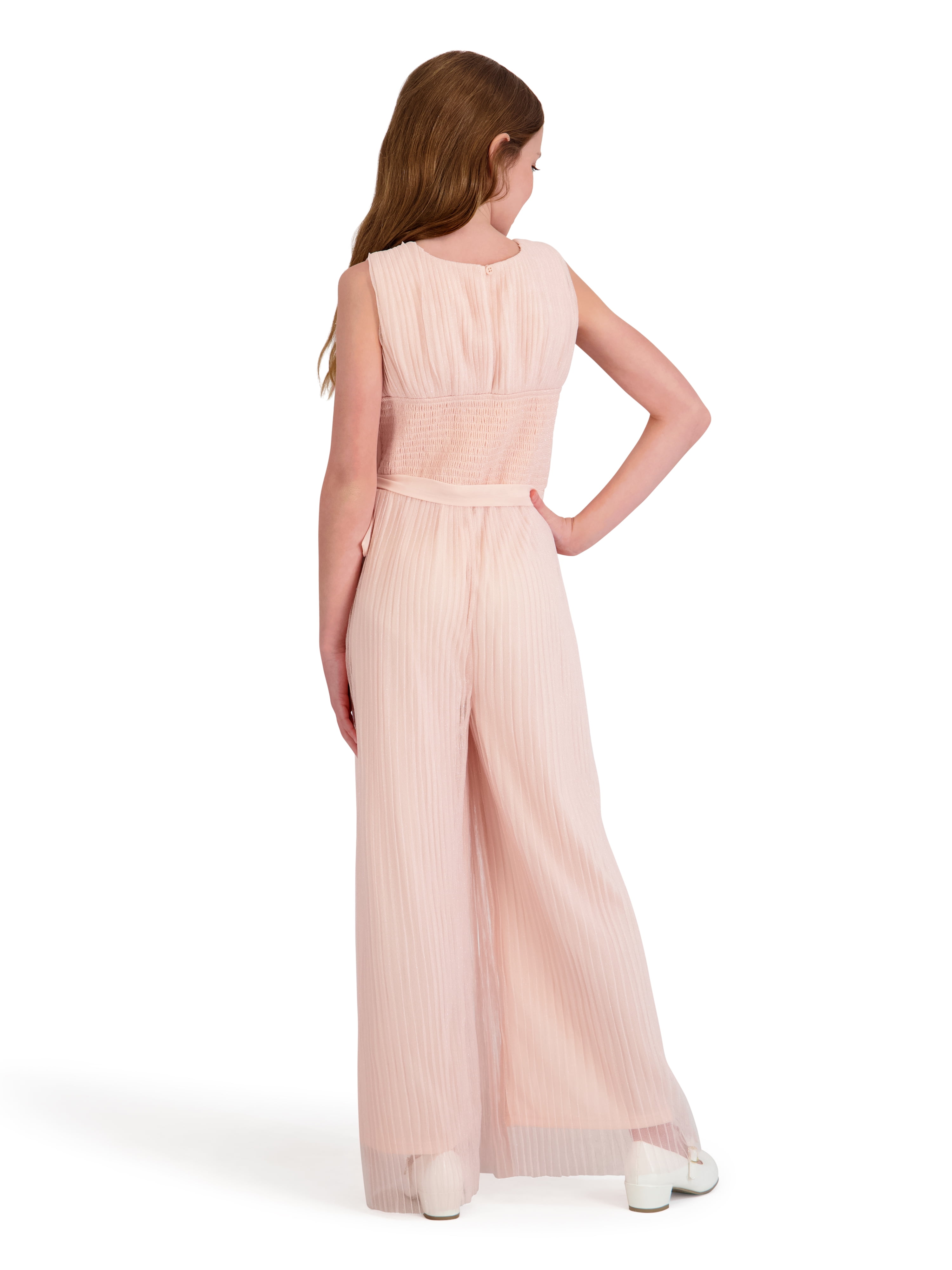 Kensie Girl Sleeveless Pleated Lurex Mesh Jumpsuit, Sizes 4-16