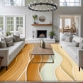thumbnail image 3 of 6'x9' Area Rugs, Yellow Brown Indoor Outdoor Area Rug for Living Room Bedroom, Gradient Wave Stripes Modern Geometric Washable Bathroom Rugs Kitchen Floor Carpet Mats Home Decor Aesthetic, 3 of 8