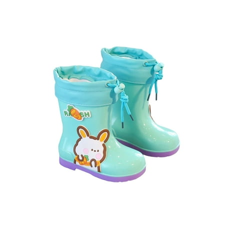 

Colisha Kids Rubber Boots Cotton Lining Waterproof Booties Wide Calf Rain Boot Walking Breathable Garden Shoes Cartoon Mid-Calf Bootie Green With Lined 8C
