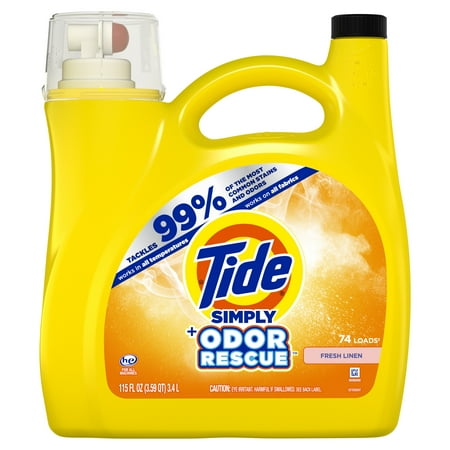 Tide Simply Odor Rescue 74 Loads Liquid Laundry Detergent, 115 fl oz