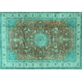 thumbnail image 1 of Ahgly Company Indoor Rectangle Medallion Turquoise Blue Traditional Area Rugs, 7' x 10', 1 of 4