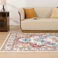 thumbnail image 3 of Ileading 9'x12' Boho Area Rug for Living Room, Non Slip Machine Washable Rugs Vintage Floor Carpet for Bedroom Dinning Room Kitchen, Red, 3 of 14
